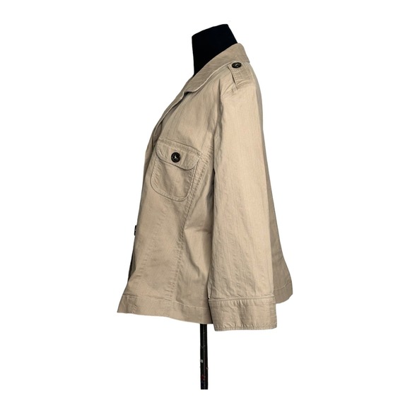 Talbots beige buttoned 3/4 sleeves lightweight jacket size Large - Picture 7 of 11